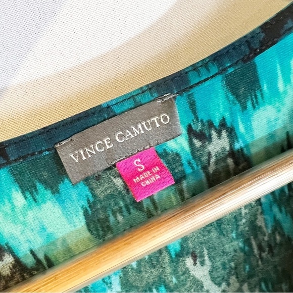 Vince Camuto Teal Stretch Criss Cross Front Blouse - Picture 3 of 5